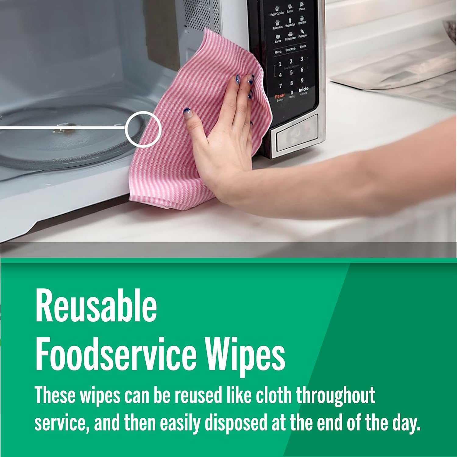 Fresh Towel Foodservice Reusable Paper Towels - 1/4 Fold, 13 x 20 inches - Pink Straight Line Pattern (1 Case of 200) All Purpose Cleaning Towels