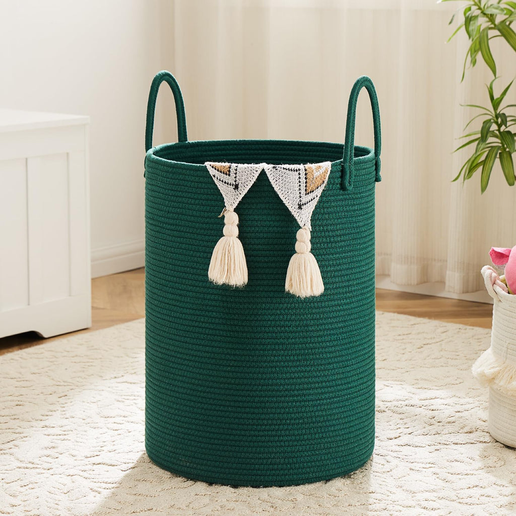 Laundry Basket,Woven Cotton Rope Laundry Hamper,80L for Decorative Storage of Dirty Clothes,Toys and Blankets in Bathroom,Baby Room and Living Room