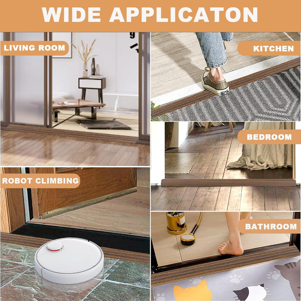Vinyl Door Threshold Flooring Transition Strip Self Adhesive Carpet Edging Strip for Laminate Doorway Edge Threshold from 1/5" to 2/5" (Smoked Brown Wood Grain, 3.3 Ft)