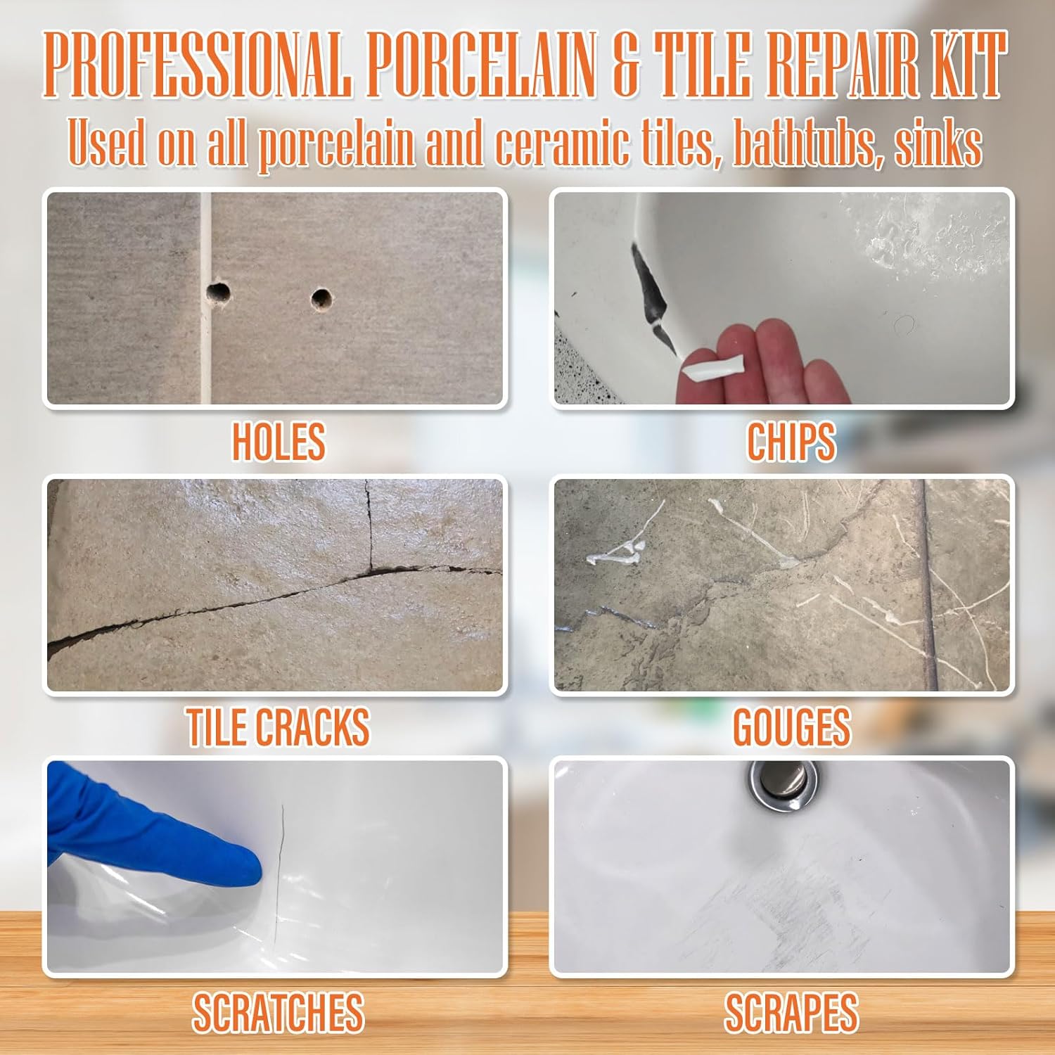 Porcelain Repair Kit White, Sink & Tub Repair Kit to Quickly Fix Tub Chips and Sink Cracks with High Bond Strength, Porcelain Sink Repair Kit for Tub, Tile, Sink and Toilet(Ivory White)