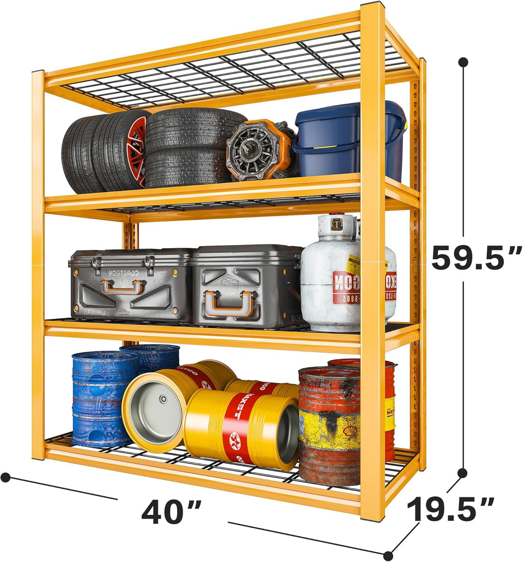 REIBII 40" W Garage Shelving 2240 LBS Storage Shelves Adjustable Heavy Duty Shelving 4 Tier Metal Shelves for Storage 59.5"H Metal Shelf for Pantry Basement Warehouse 40"W × 19.5"D × 59.5"H, 3 Pack