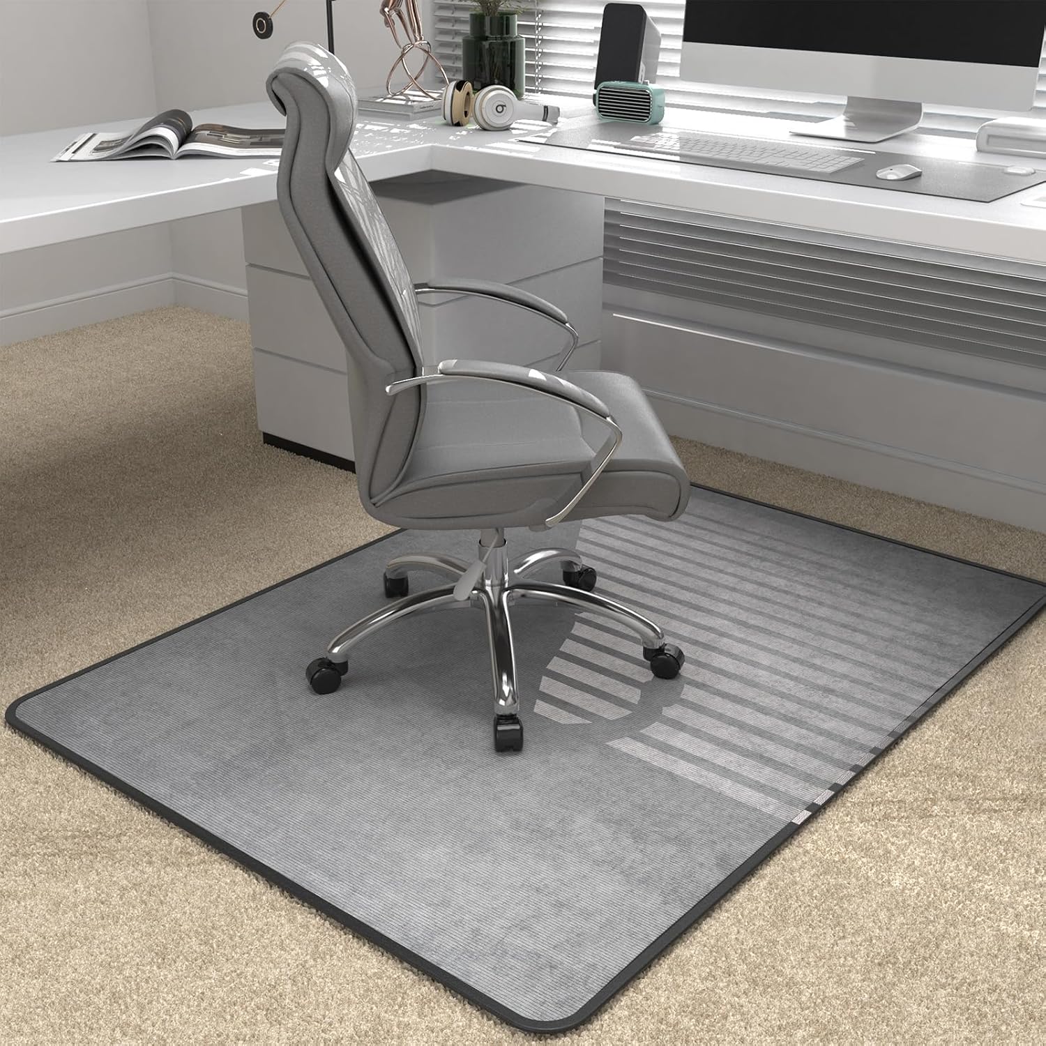Heavy Duty Office Chair Mat for Carpet and Hardwood Floor Bohemian Desk Chair Mat Rug 36'' x 48'' Corduroy Surface Floor mats for Office Home