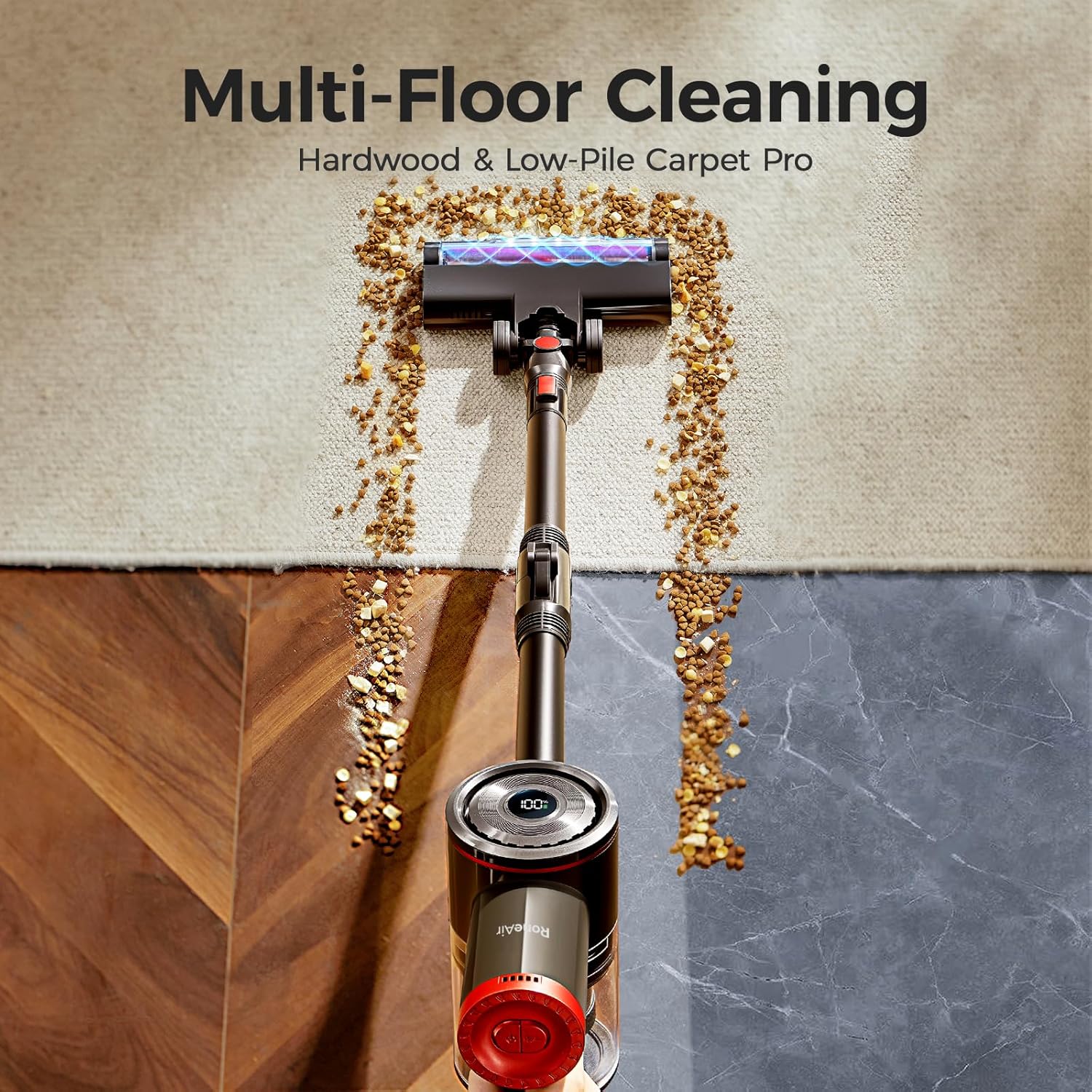 Cordless Vacuum Cleaner with Back-Saving&Self-Standing,Upright Vacuum Cleaners for Home,Anti-Tangle,Powerful Suction,Stick Vacuum Cordless Rechargeable for Hard Floors,Carpets,Pet Hair,Car