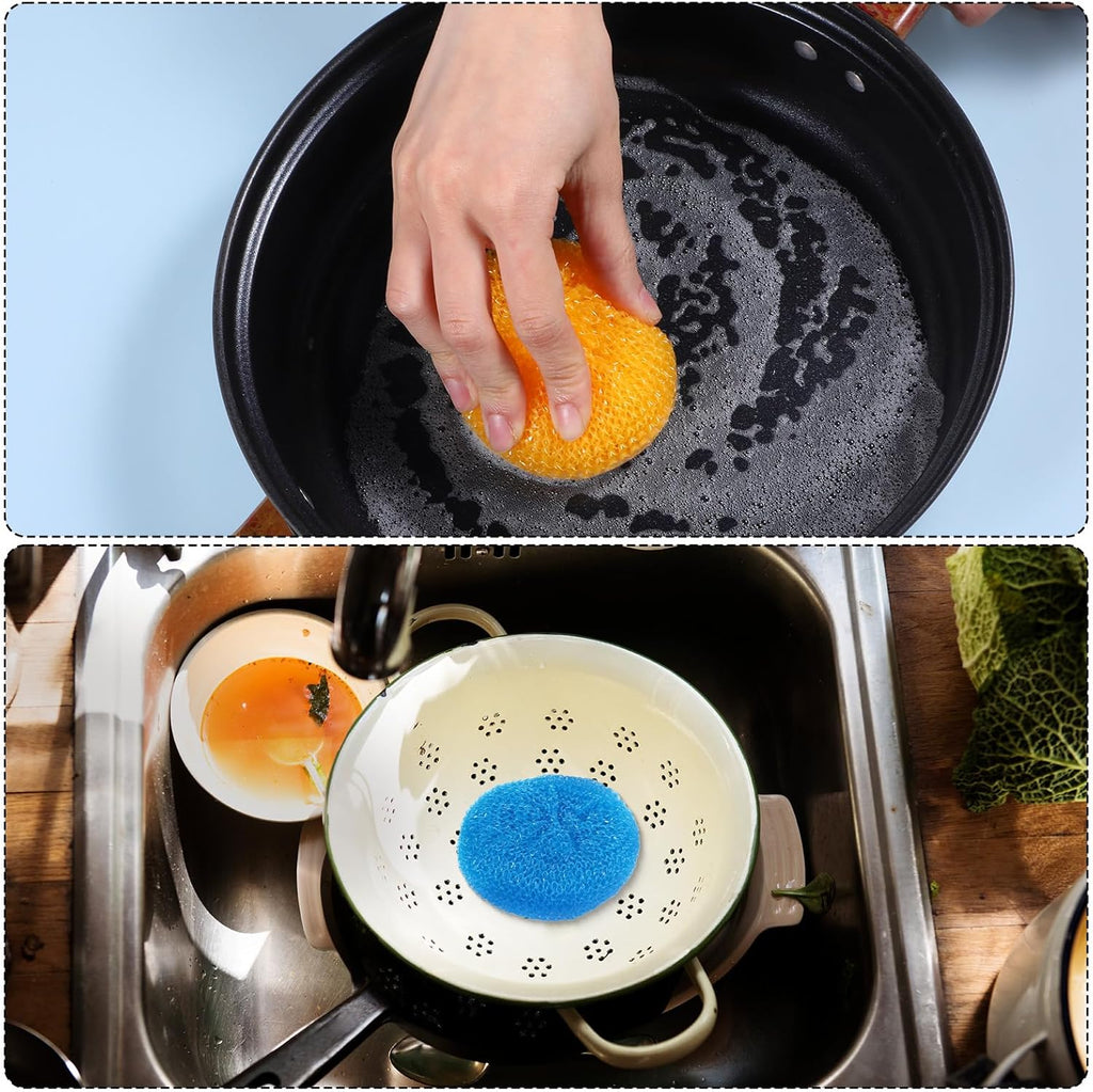 100 Pcs Plastic Scrubbers for Dishes, Round Pot Scrubbers for Kitchen Non Scratch Scouring Pads 3.35" Nylon Mesh Dish Scrubber Reusable Poly Mesh Scouring Dish Pads for Household Cleaning