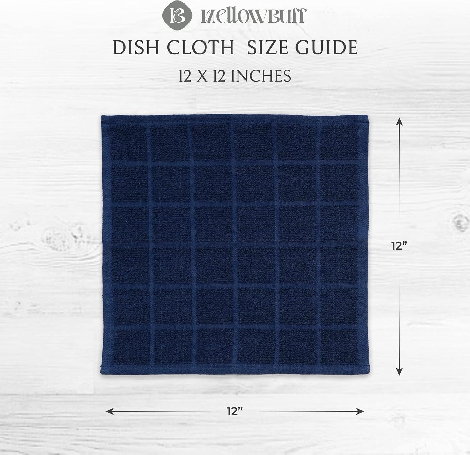 100% Cotton Terry Dish Cloth & Dish Towel, 6 Pack, Super Soft and Absorbent Kitchen Towels, Perfect for Kitchen Cleaning and Dish Washing (Navy Blue 6 Pack)