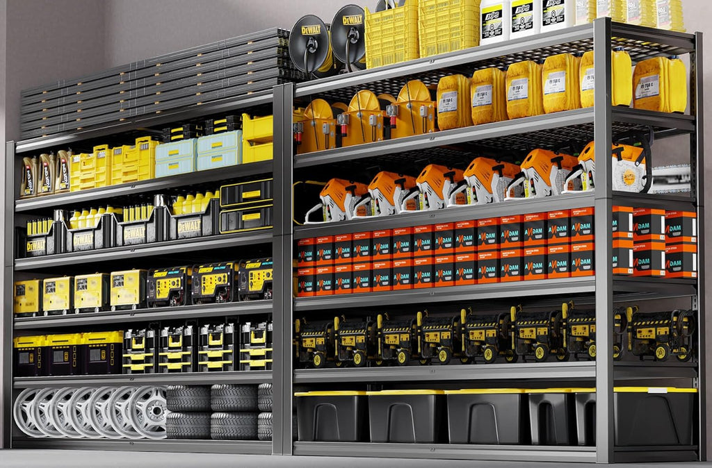 65" W Garage Shelving Heavy Duty, 6 Tier Garage Shelves, Adjustable Storage Shelving Unit, Commercial Metal Shelf for Warehouse, Pantry, School, Shop, 2 Pack