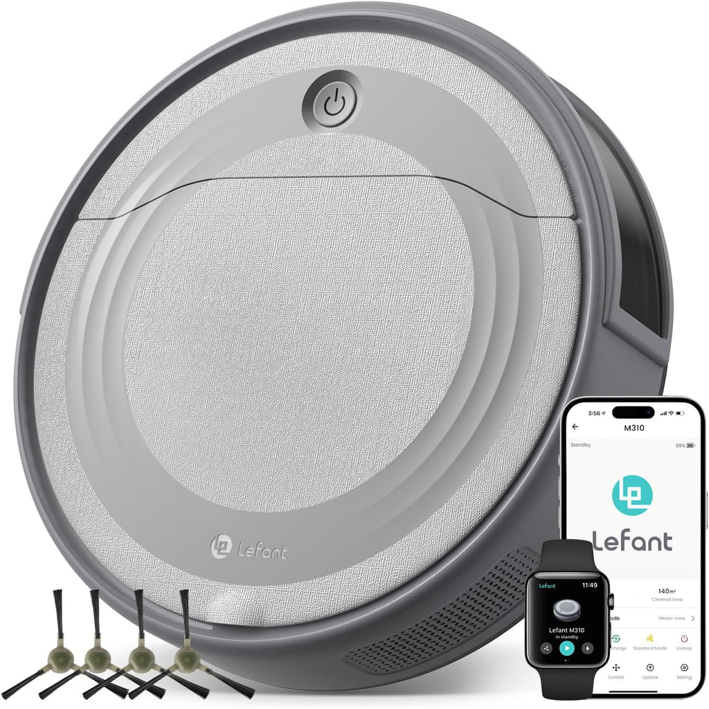 Lefant M310 Robot Vacuum Cleaner– 4500Pa Suction, Ultra-Slim & Quiet, PreciSense Obstacle Avoidance, WiFi/App/Voice Control, 160-Min Runtime, Self-Charging – Ideal for Pet Hair & Hard Floors (Gray)