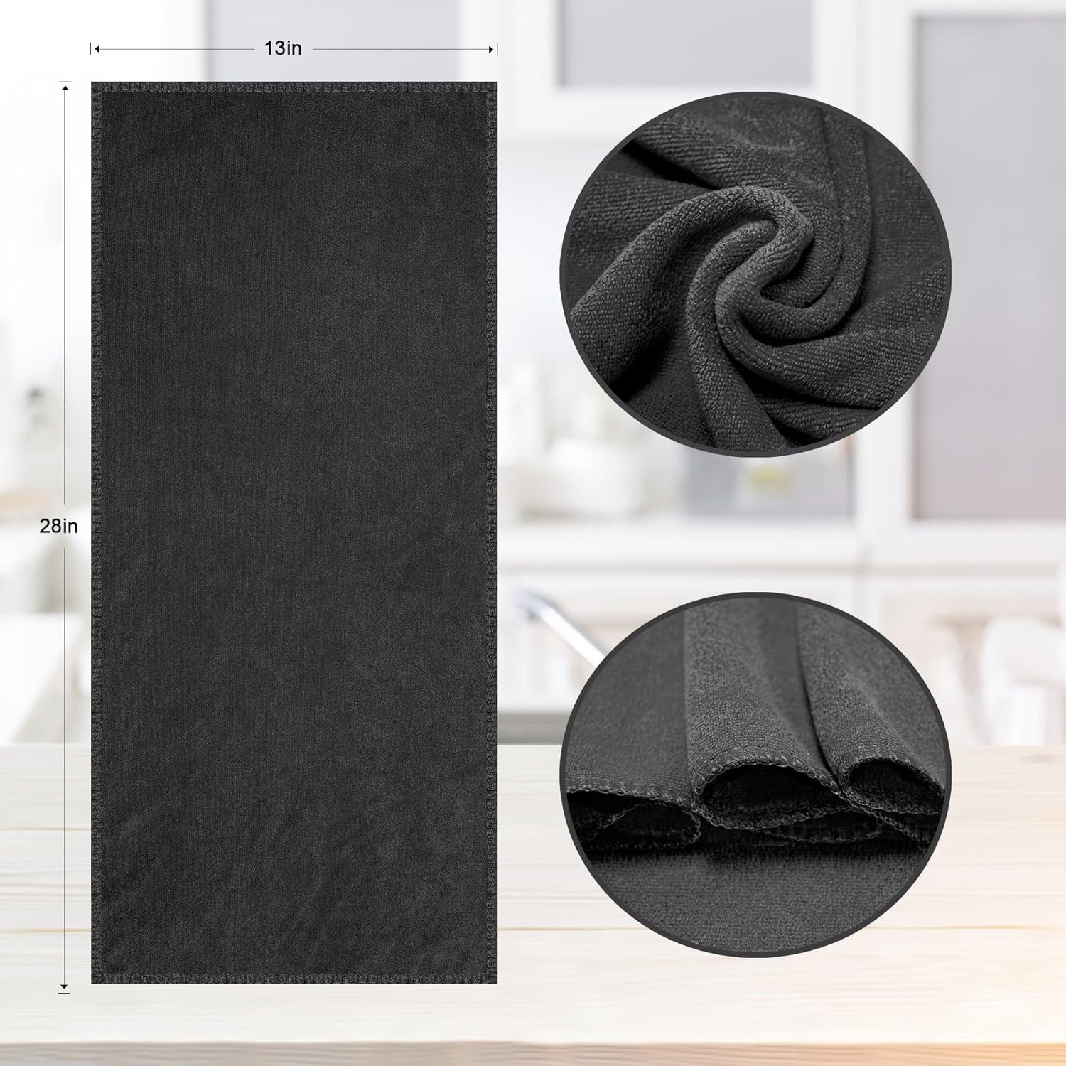kimteny 13x28 Inches Kitchen Cloth Dish Towels, 400 GSM Premium Dishcloths, Super Absorbent Coral Velvet Microfiber Cleaning Cloths, Fast Drying Rags for Washing Dishes (8 Pack, Dark Grey)