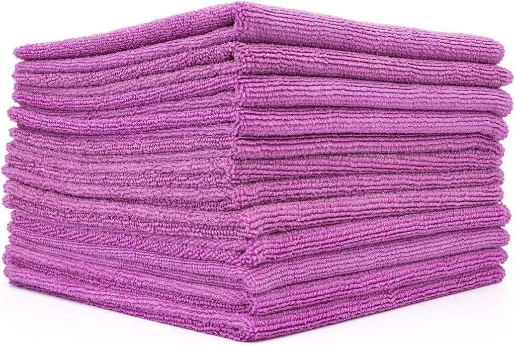 The Rag Company - All-Purpose Microfiber Terry Cleaning Towels - Commercial Grade, Highly Absorbent, Lint-Free, Streak-Free, Kitchens, Bathrooms, Offices, 300gsm, 12in x 12in, Lavender (12-Pack)