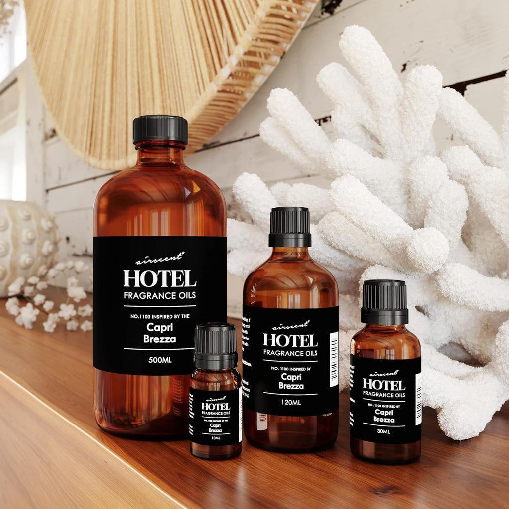 AirScent Capri Brezza Diffuser Oil No. 1100 - Volcano-Inspired Premium Fragrance Oil for Ultrasonic and Waterless Diffusers and Crafting - 500 ml, 16.9 fl oz Glass Bottle