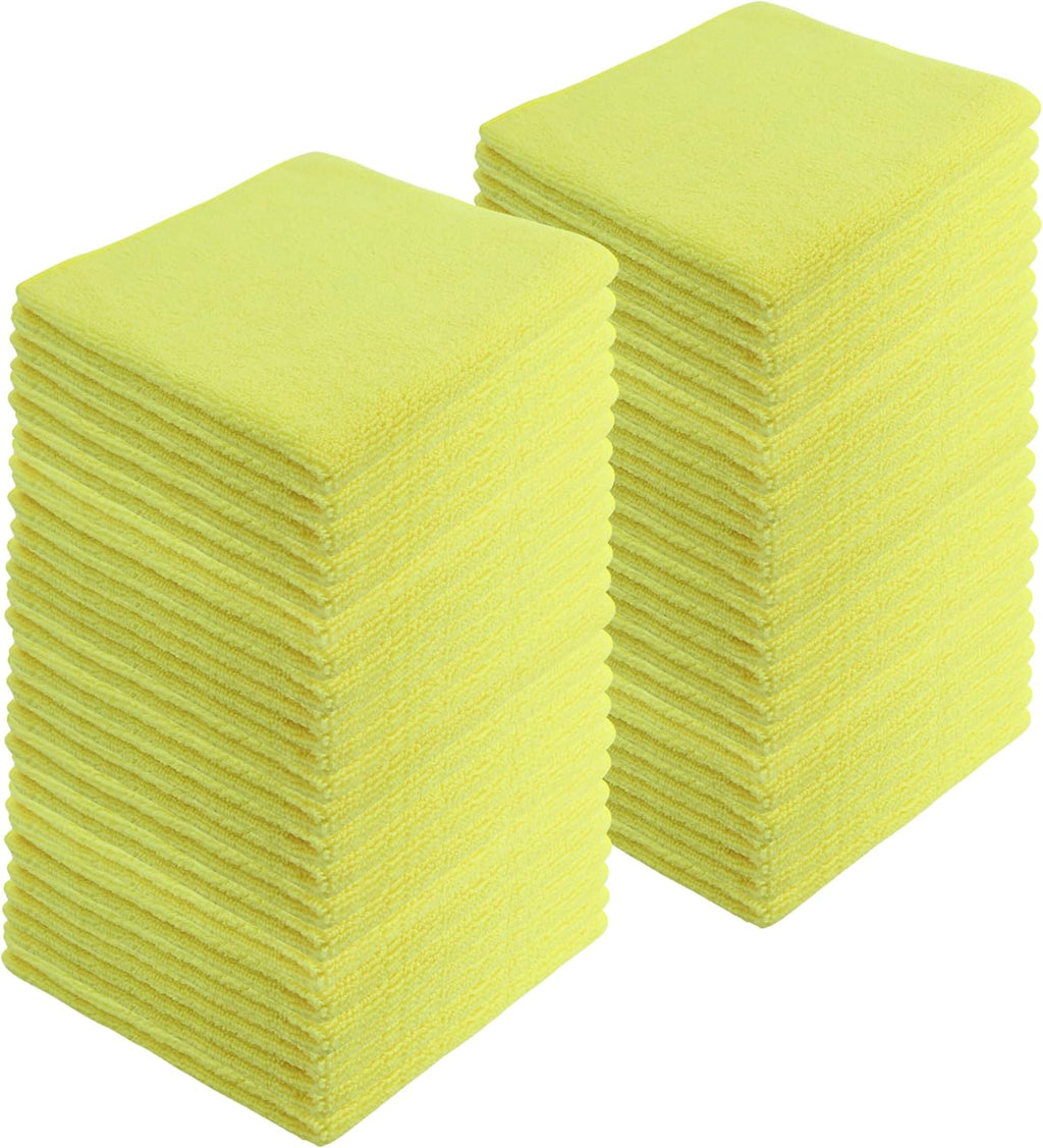 Microfiber Cleaning Cloths, 240 Pack, 16"x16", All-Purpose, Softer, Highly Absorbent, Lint-Free, Reusable, Washable Pro Towels, Yellow, for House, Kitchen, Bathroom, Car, Office