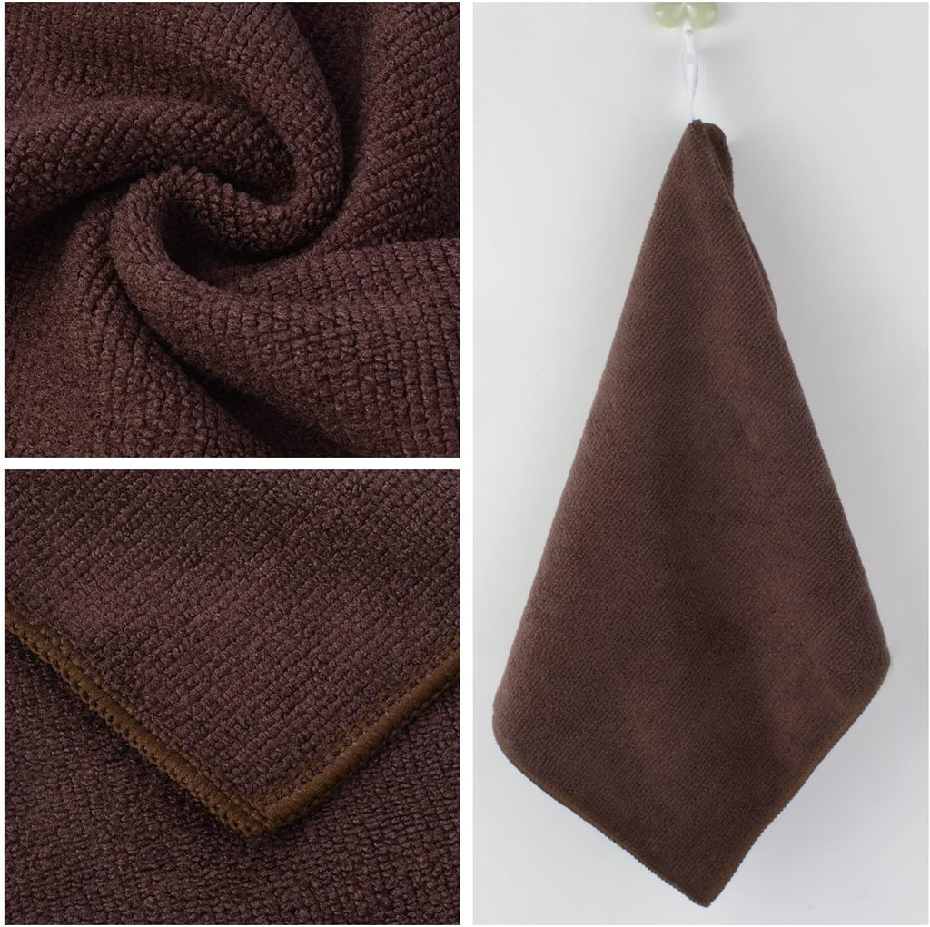 KinHwa Microfiber Dish Cloths for Washing Dishes Ultra Absorbent Dish Rags Fast Drying Kitchen Wash Clothes 12inch x 12inch 10 Pack Brown