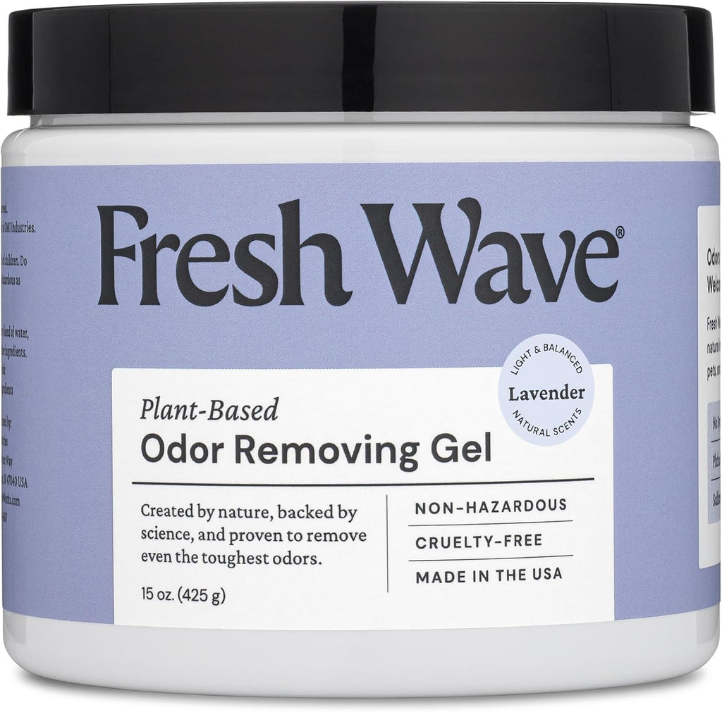 Fresh Wave Lavender Odor Removing Gel, 15 oz. | Odor Absorbers for Home | Safer Odor Relief | Natural Plant-Based Odor Eliminator | Every 15 oz. Lasts 30-60 Days | for Cooking, Trash & Pets