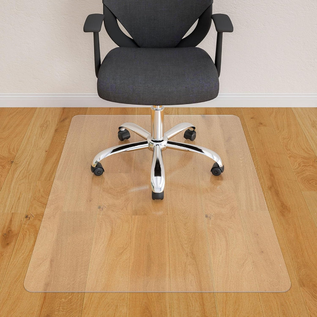 Office Chair Mat for Hardwood Floor- 35" x 35" Clear Desk Computer Chair Mat for Hard Wood/Tile Floors, Easy Glide Plastic Mat for Under Office Chairs on Hardwood for Work & Home
