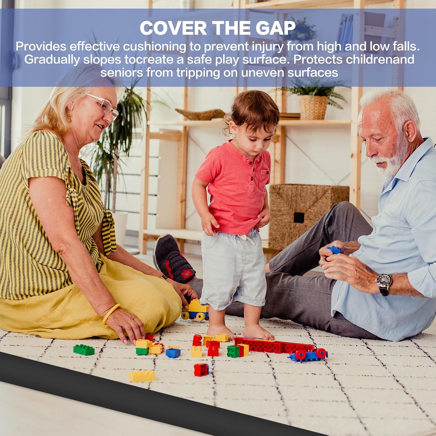 Floor Transition Strip Vinyl Door Threshold Ramp Self Adhesive Carpet Edging Strip Doorway Edge Trim, Overlap Edge Reducer for Laminate Carpet, Floor, Tile (Black, 1/5" to 2/5", 3.3Ft)