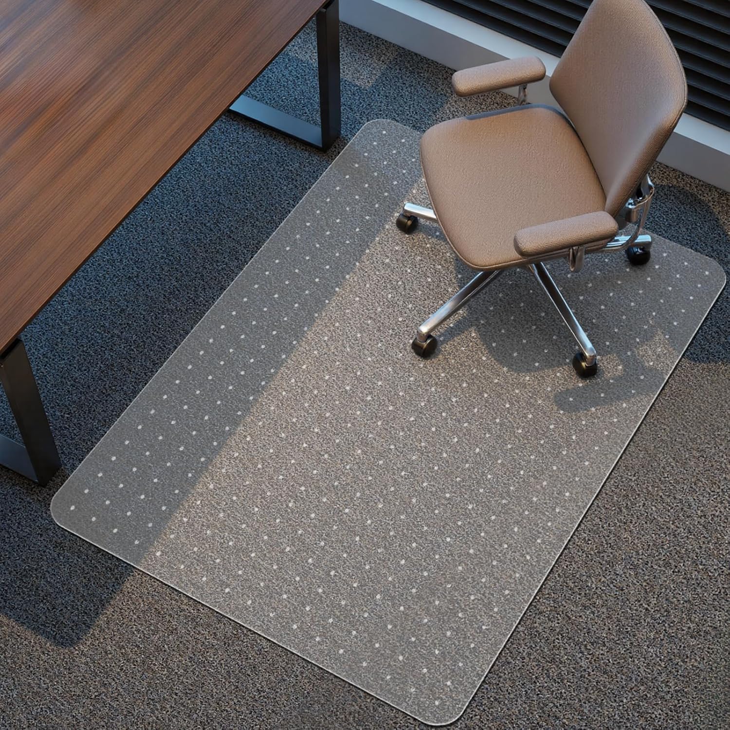 Kuyal Office Chair Mat for Carpet, 46x60 Clear Heavy Duty Computer Chair Mat, Under Desk Protector Carpeted Floors Mat, Easy Chair Movement,Ship Flat