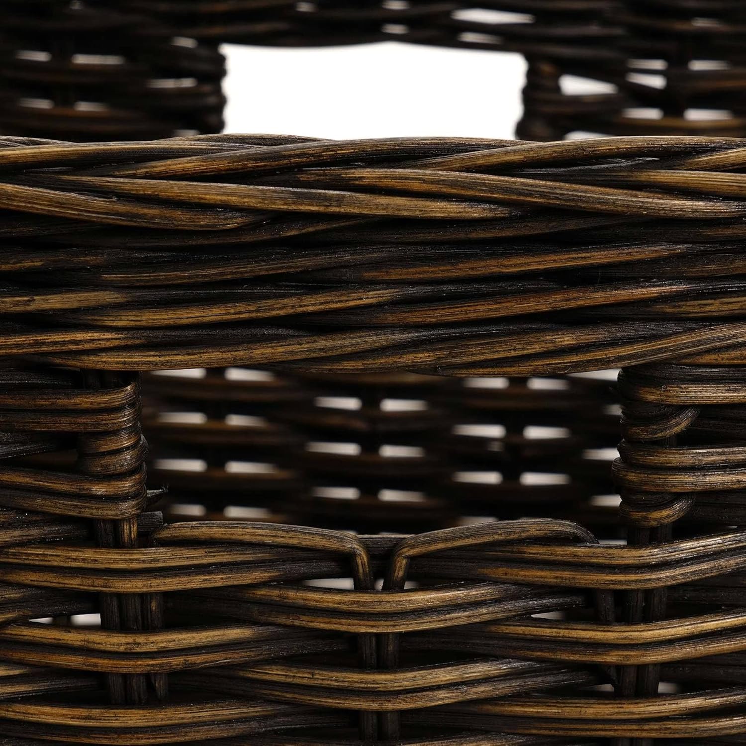 The Basket Lady Tall Rectangular Wicker Storage Basket, Medium, 20 in L x 13 in W x 11 in H, Antique Walnut Brown