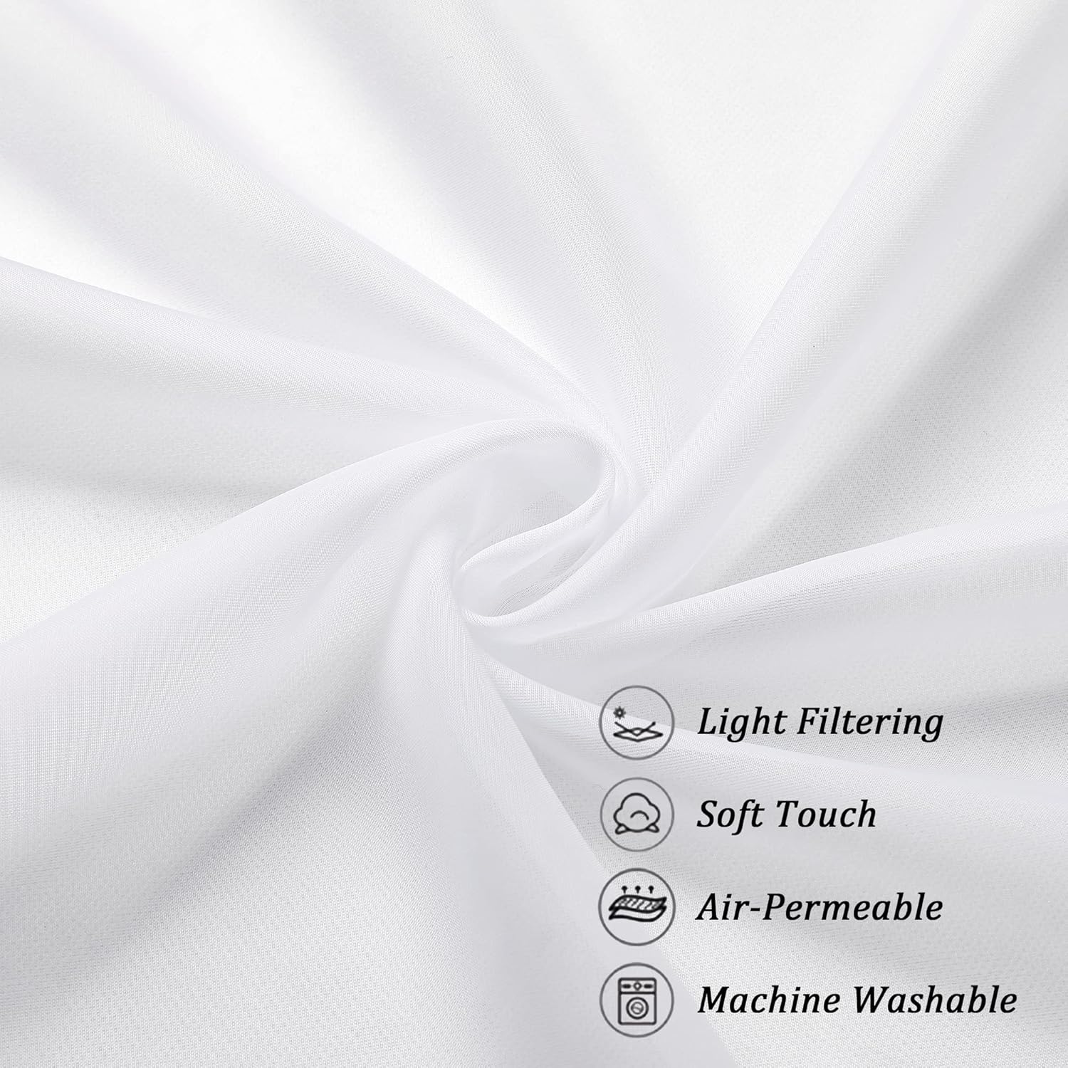 Chyhomenyc White Sheer Curtains 54 Inch Long 2 Panels Set, Short Voile Rod Pocket Drapes for Dinning Small Windows Bathroom Living Room Bedroom, Each 42Wx54L in, 2PCS, White