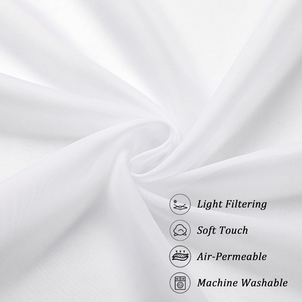 Chyhomenyc White Sheer Curtains 45 Inch Long 2 Panels, Short Voile Drapes for Dinning Small Windows Bathroom Living Room Bedroom, Rod Pocket, 42Wx45L Inches