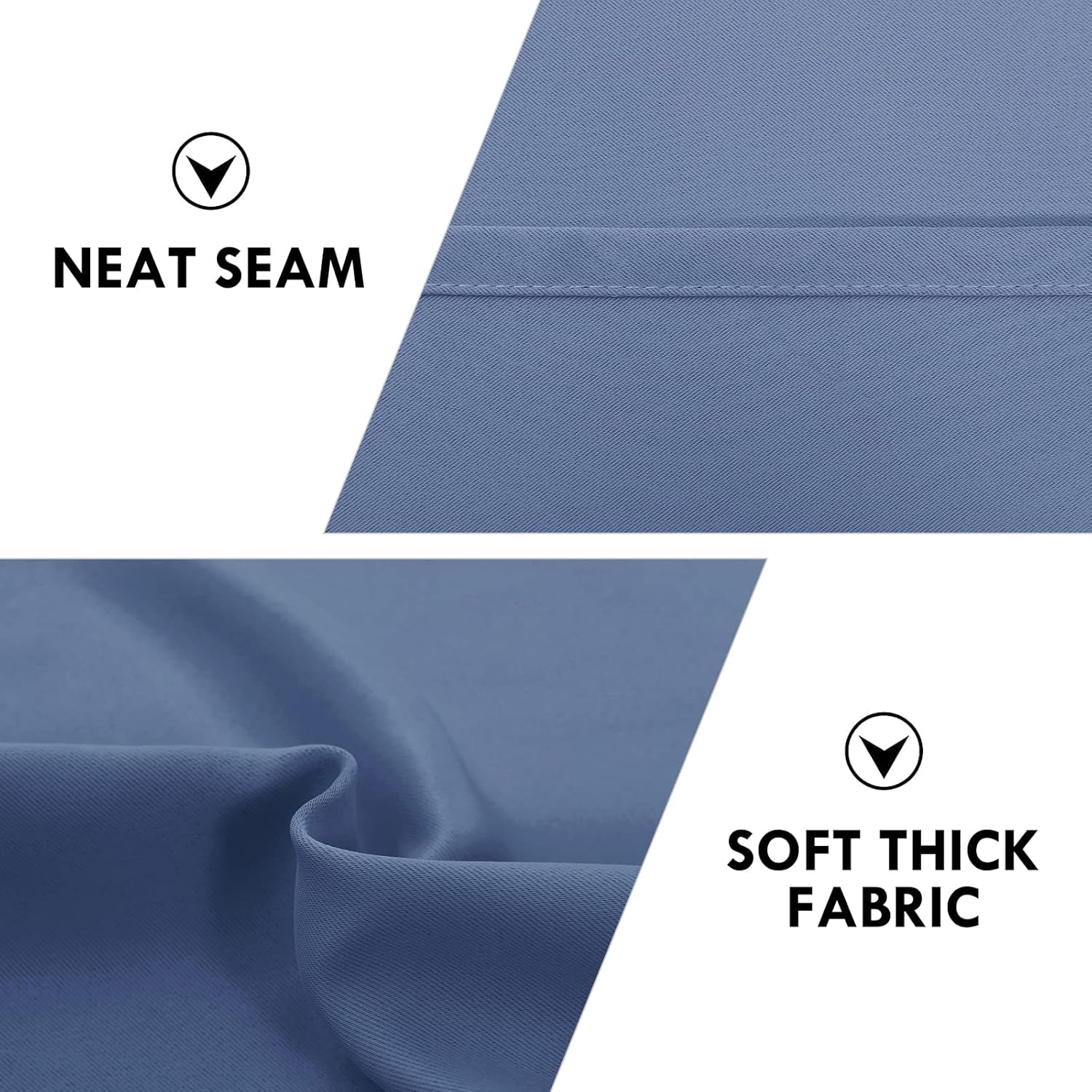 DWCN Blackout Curtains – Thermal Insulated, Energy Saving & Noise Reducing Bedroom and Living Room Curtains, Dusty Blue, W 38x L 54 Inch, Set of 2 Rod Pocket Curtain Panels