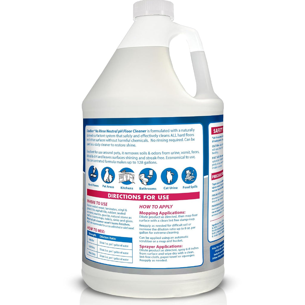 OdoBan Pet Solutions No Rinse Neutral pH Floor Cleaner Concentrate, Made in the USA, Splash O' Citrus Scent, 3 Gallons