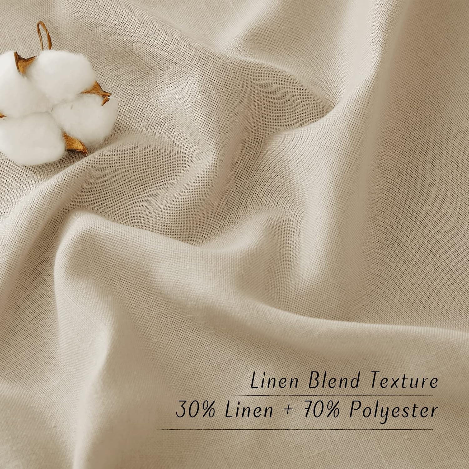 NICETOWN Door Curtains for Window 72 inch Length, Linen Blend Privacy French Shade Thermal Insulate Window Covering for Patio Glass Front Door, 52 x 72 inch, Angora, 1 Panel