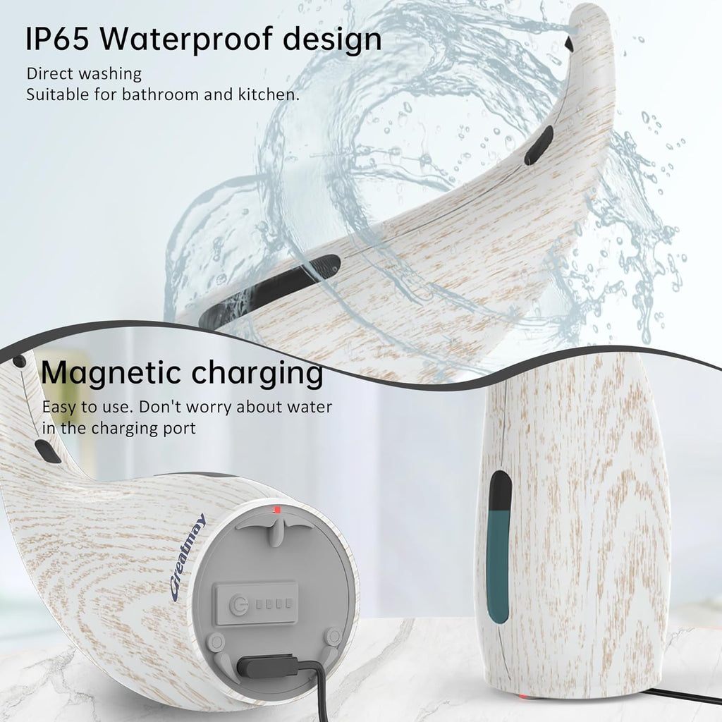 Adjustable Automatic Soap Dispenser Touchless, 4 Adjustable Levels Touchless Sensor Liquid Soap Pump Dispenser，300ml Rechargeable Magnetic Charging Hand Soap Dispenser for Kitchen，Bathroom