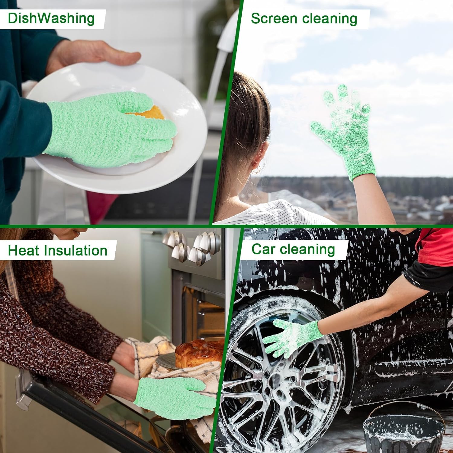 Plant Dusting Gloves, Microfiber Dusters for Cleaning Kitchen Indoor Mitt for House Use Desk Window Blind Screen Wash