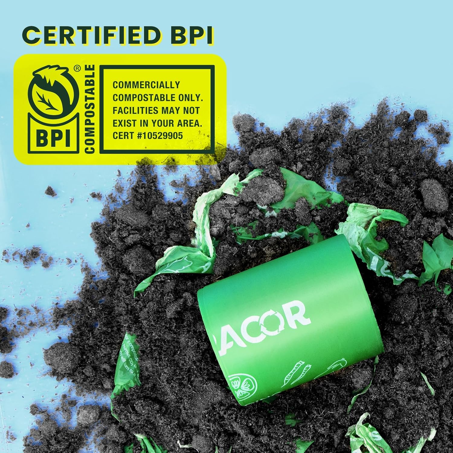 3 Gallon Compostable Trash Bags, Compost Bags for Countertop Bin, 200 Count (Pack of 2) BPI Certified and Meet The ASTM D6400 Standard