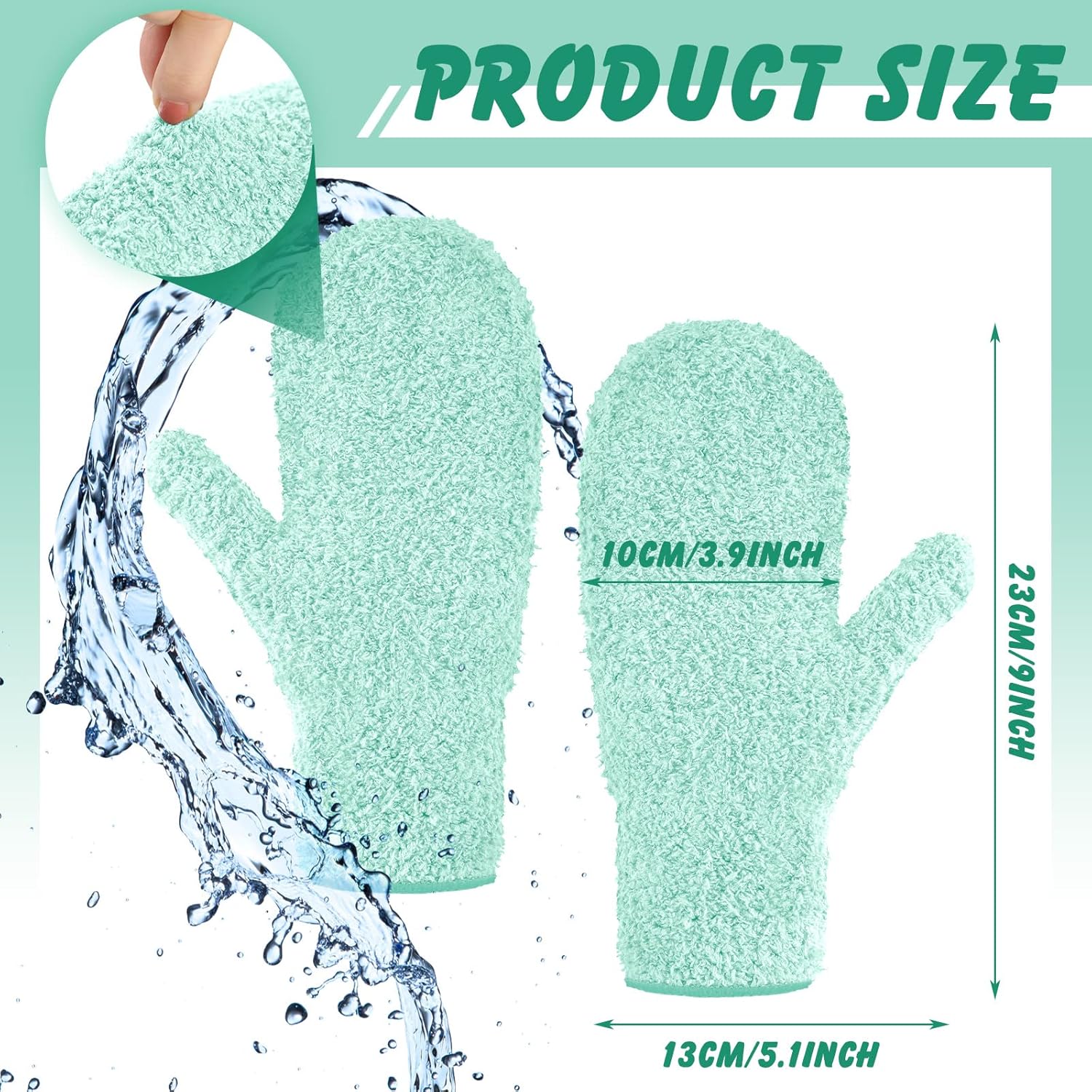 Bencailor 4 Pair Microfiber Dusting Mittens Reusable Women Cleaning Mittens with Thumb for Kitchen