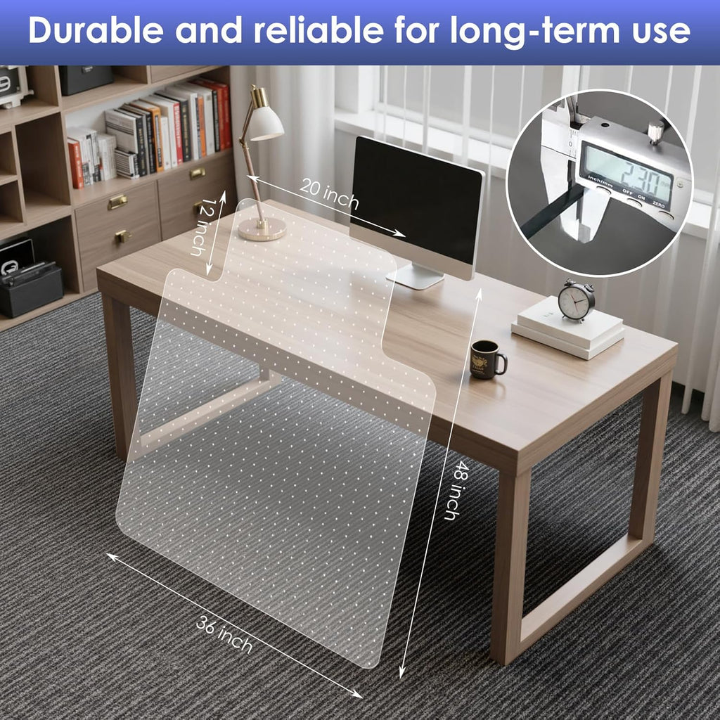 Kuyal Office Chair Mat for Carpet, 2 Pack 36x48 Clear Heavy Duty Computer Chair Mat with Lip, Under Desk Protector Carpeted Floors Mat, Easy Chair Movement,Ship Flat