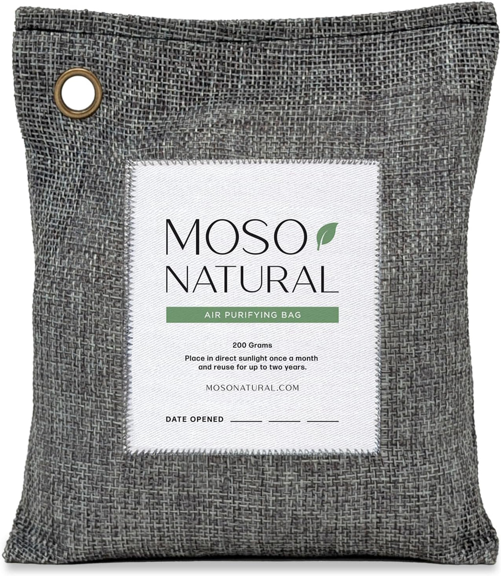 Moso Natural Air Purifying Bag 200g | Premium Bamboo Charcoal Odor Absorber for Home & Car | Closet Odor Eliminator, Small Room Deodorizer & Car Air Freshener | Long Lasting Charcoal Bags Cover 90sqft