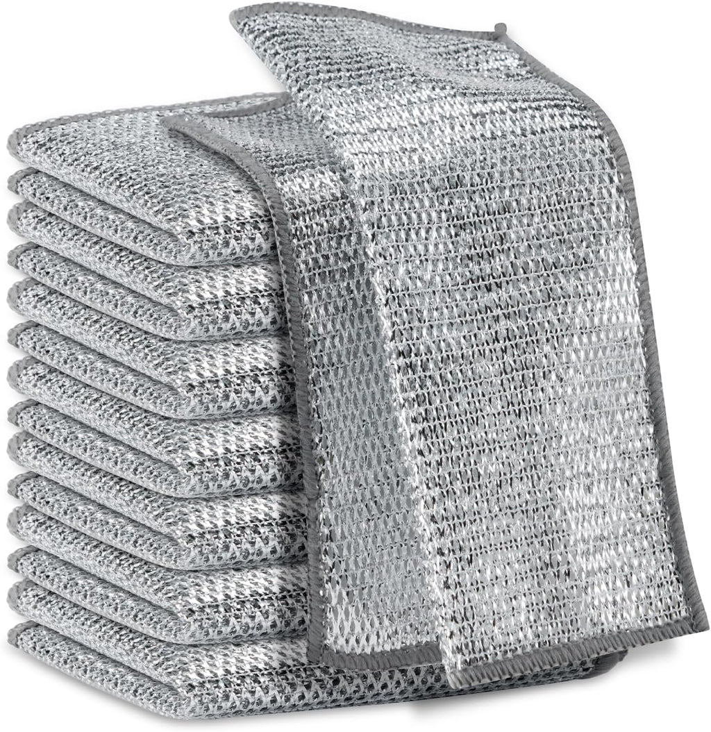 5Pcs Non Scratch Wire Dishcloth, Multipurpose Wire Dishwashing Rags, Steel Metal Wire Cloth Mesh Miracle Cleaning Cloths for Kitchen, Dishes