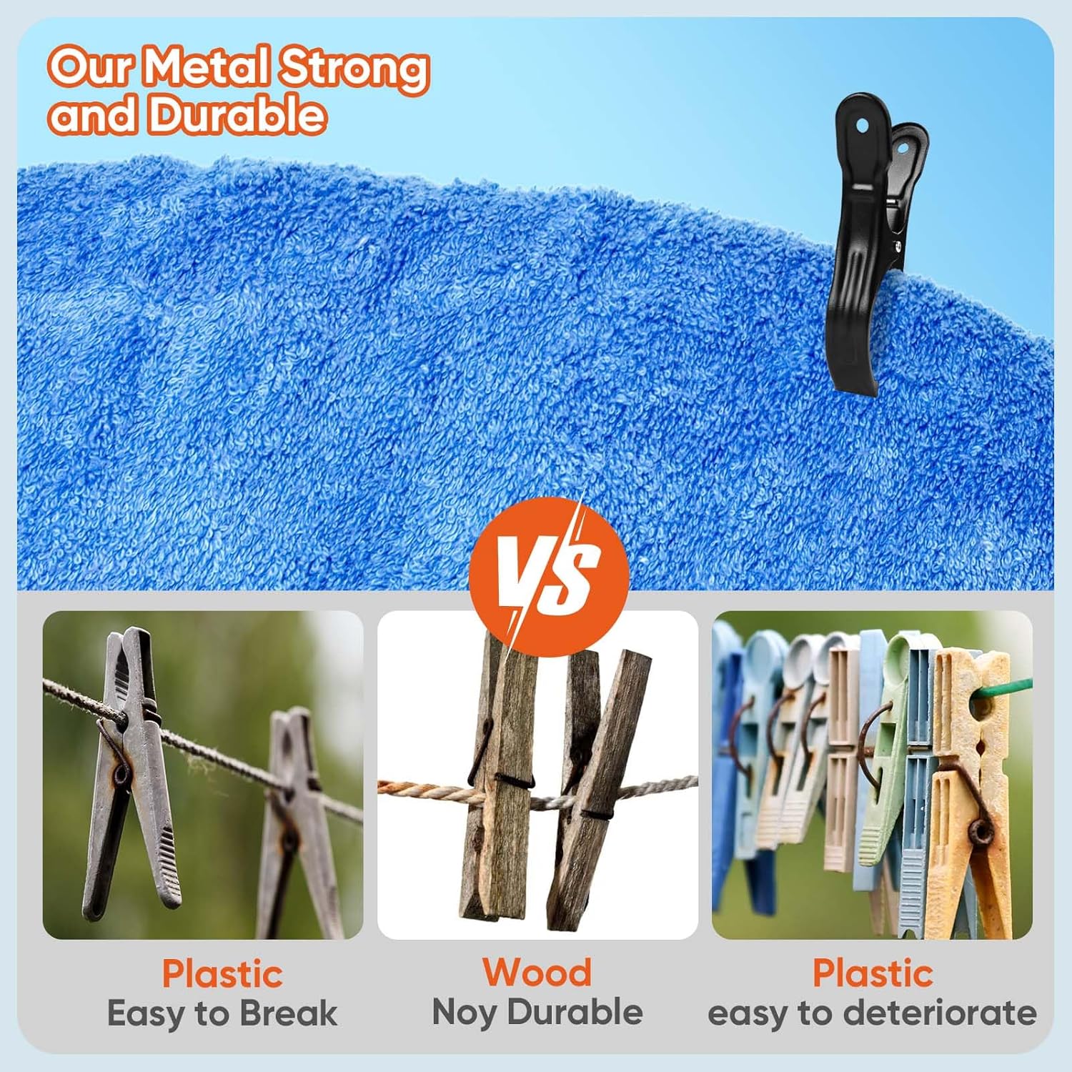 10 Pack Metal Beach Towel Clips, Large Beach Chair Clips for Pool Cover, Heavy Duty Towel Holders on Cruise, Clothespins for Lounge Chairs Pool Covers Clips (Black)