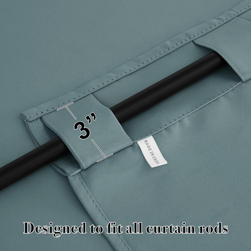 RYB HOME Kitchen Window Curtains - Blackout Privacy Half Window Curtains for Bedroom Bathroom Dining Living Room Cafe Office Short Tiers Drapes, W 34 x L 36 inches, 2 Panels, Dusty Blue