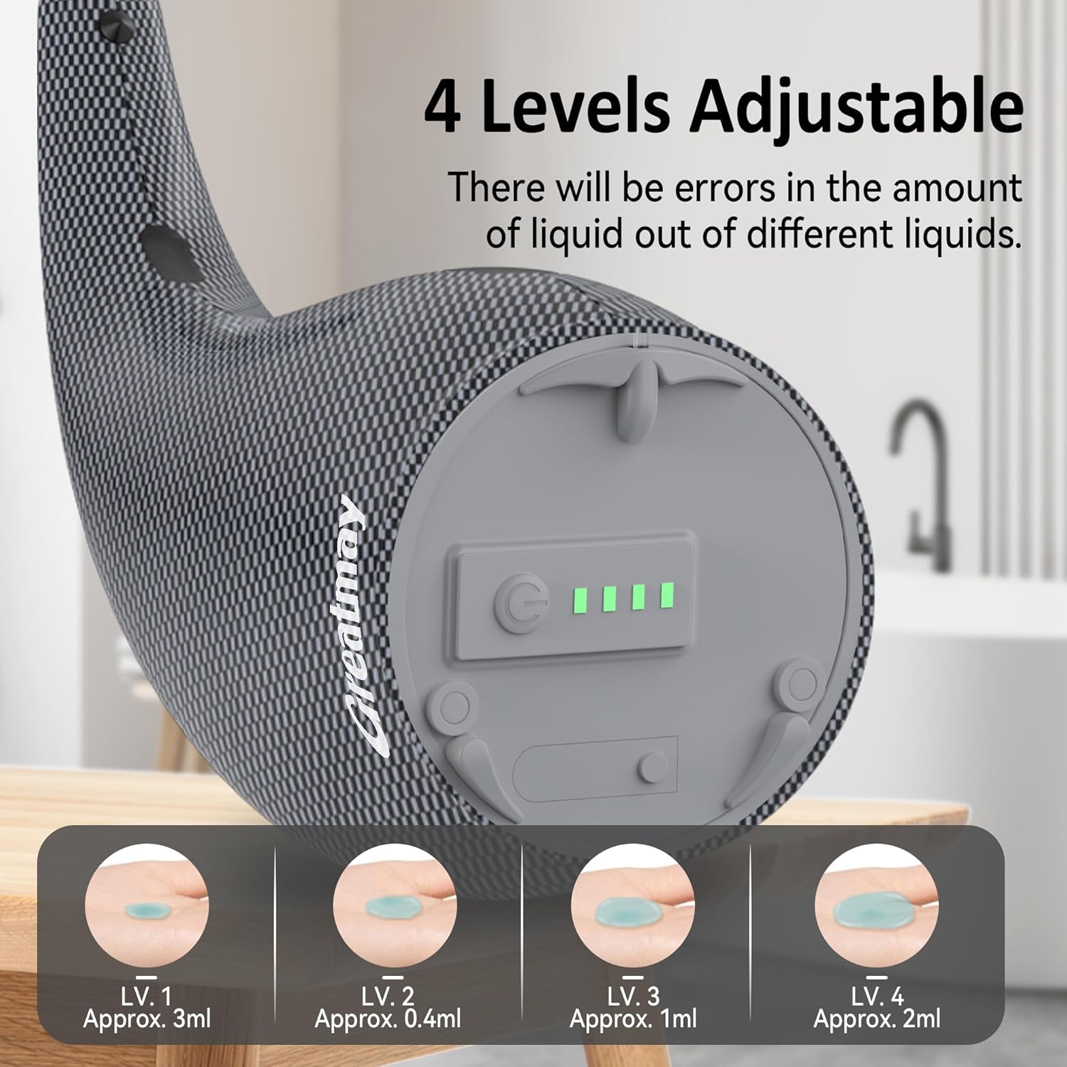 Adjustable Automatic Soap Dispenser Touchless, 4 Adjustable Levels Touchless Sensor Liquid Soap Pump Dispenser，300ml Rechargeable Magnetic Charging Hand Soap Dispenser for Kitchen，Bathroom