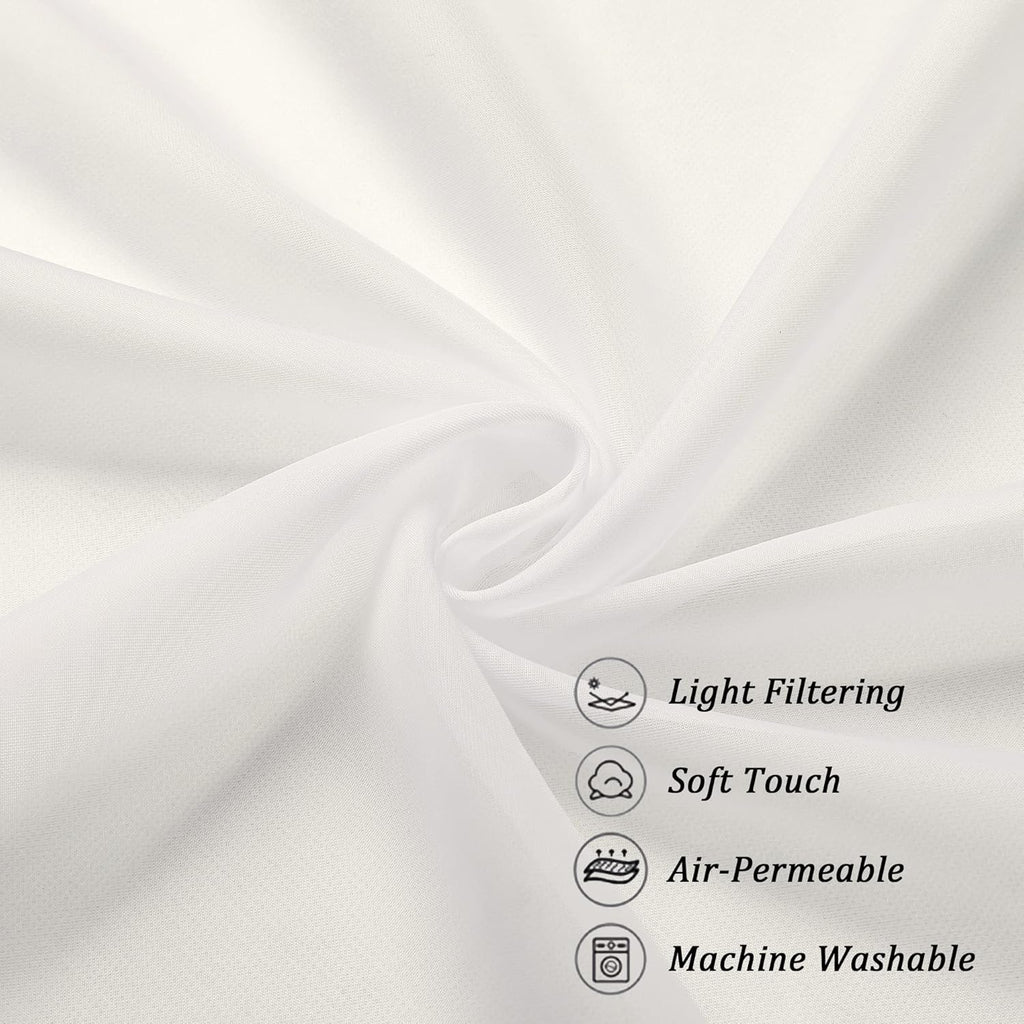 Chyhomenyc Ivory Sheer Window Curtain Panels 45 Inch, Set of 2, Light Filtering Solid Voile Curtains Drapes for Small Window/Living Room/Bedroom, Rod Pocket, 42W x 45L inches