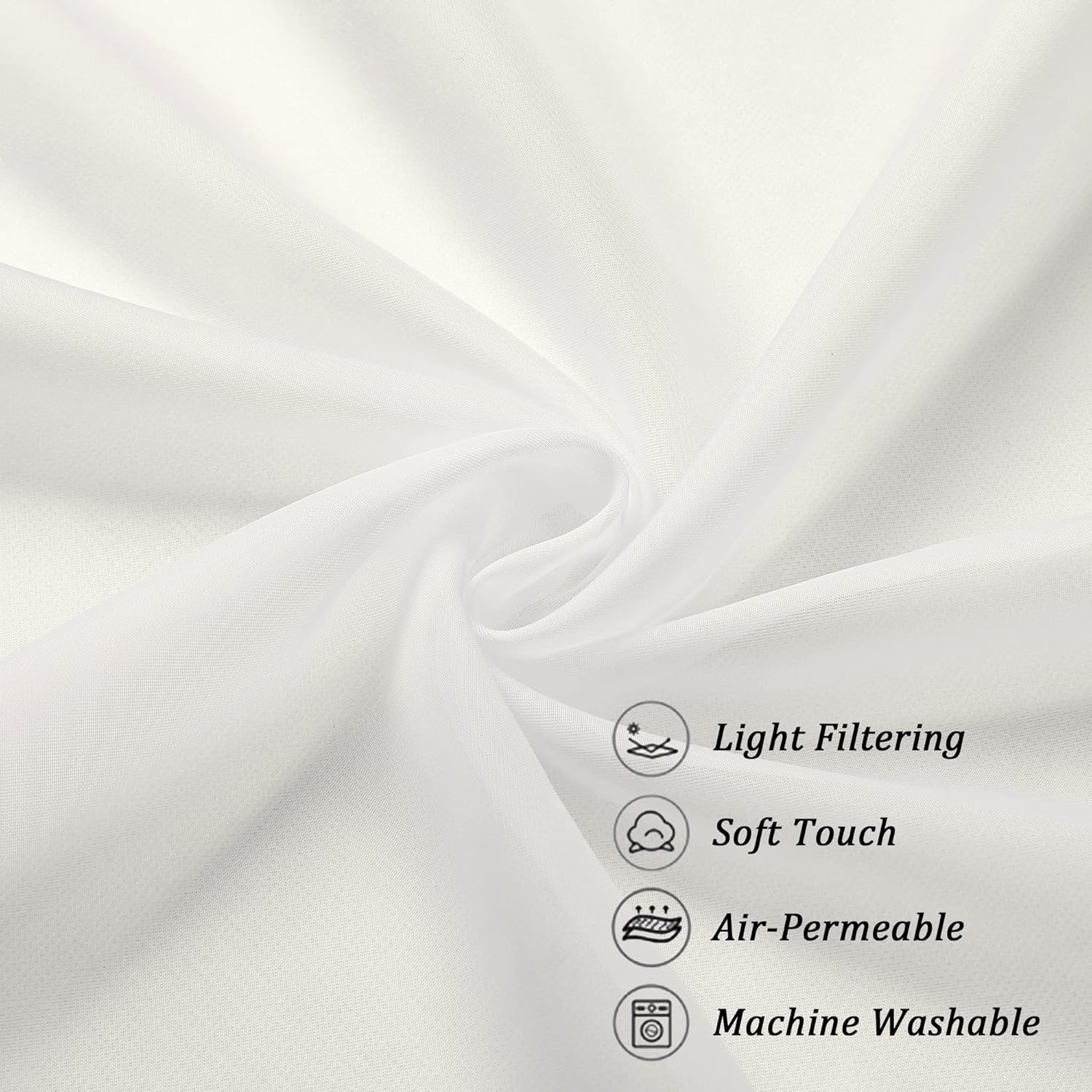 Chyhomenyc Ivory Sheer Window Curtain Panels 45 Inch, Set of 2, Light Filtering Solid Voile Curtains Drapes for Small Window/Living Room/Bedroom, Rod Pocket, 42W x 45L inches