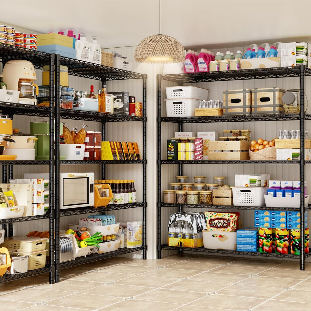 Storage Shelves, 48" L x 20" W x 72" H Heavy Duty Garage Wire Shelving Unit Loads 2000LBS, 5-Tier Adjustable Metal Industrial Utility Shelf Rack for Kitchen, Laundry Room, Basement