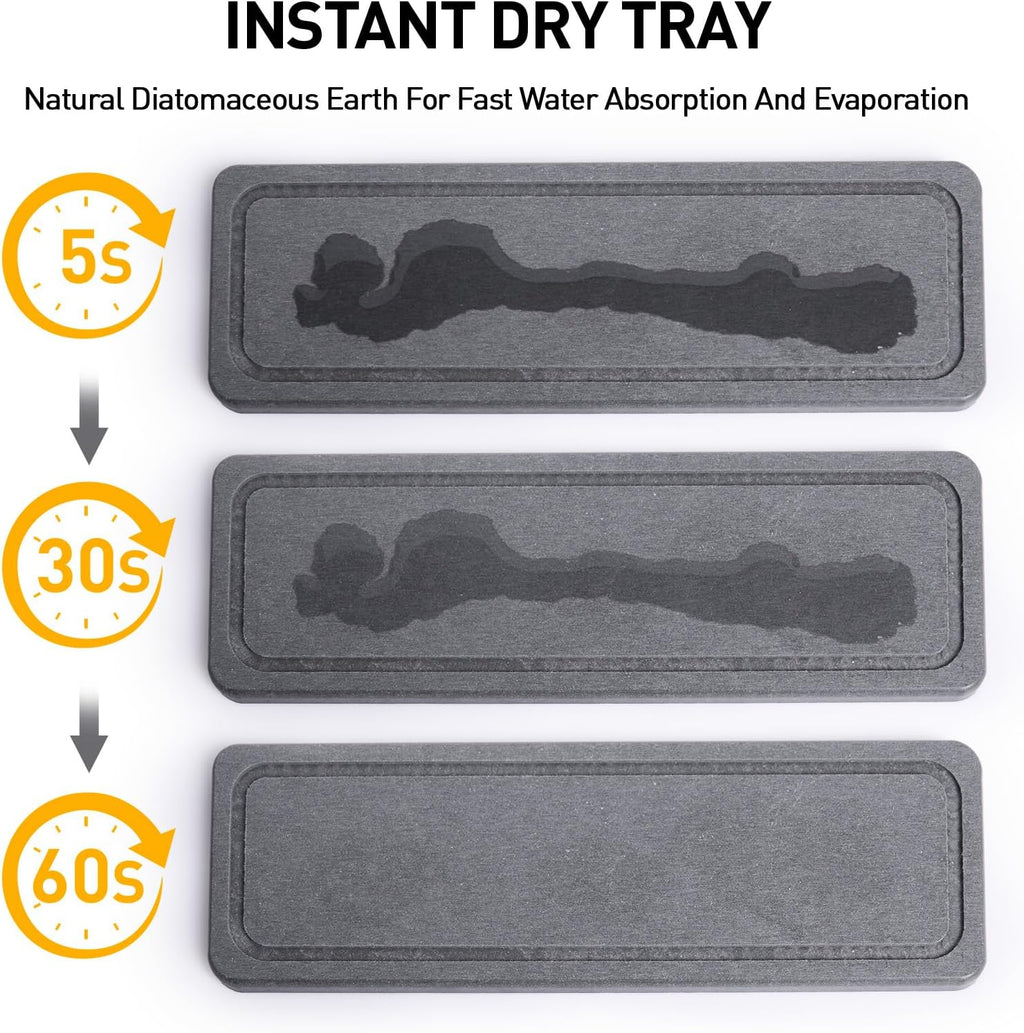 Moforoco Kitchen Dish Soap Dispenser Set, 16OZ Glass Bottle, Hand and Dish Soap Dispenser Set, Instant Dry Tray, Non-Slip Silicone Pad, Brush Holder with Sponge Holder, Kitchen Decor（Amber Bottle）