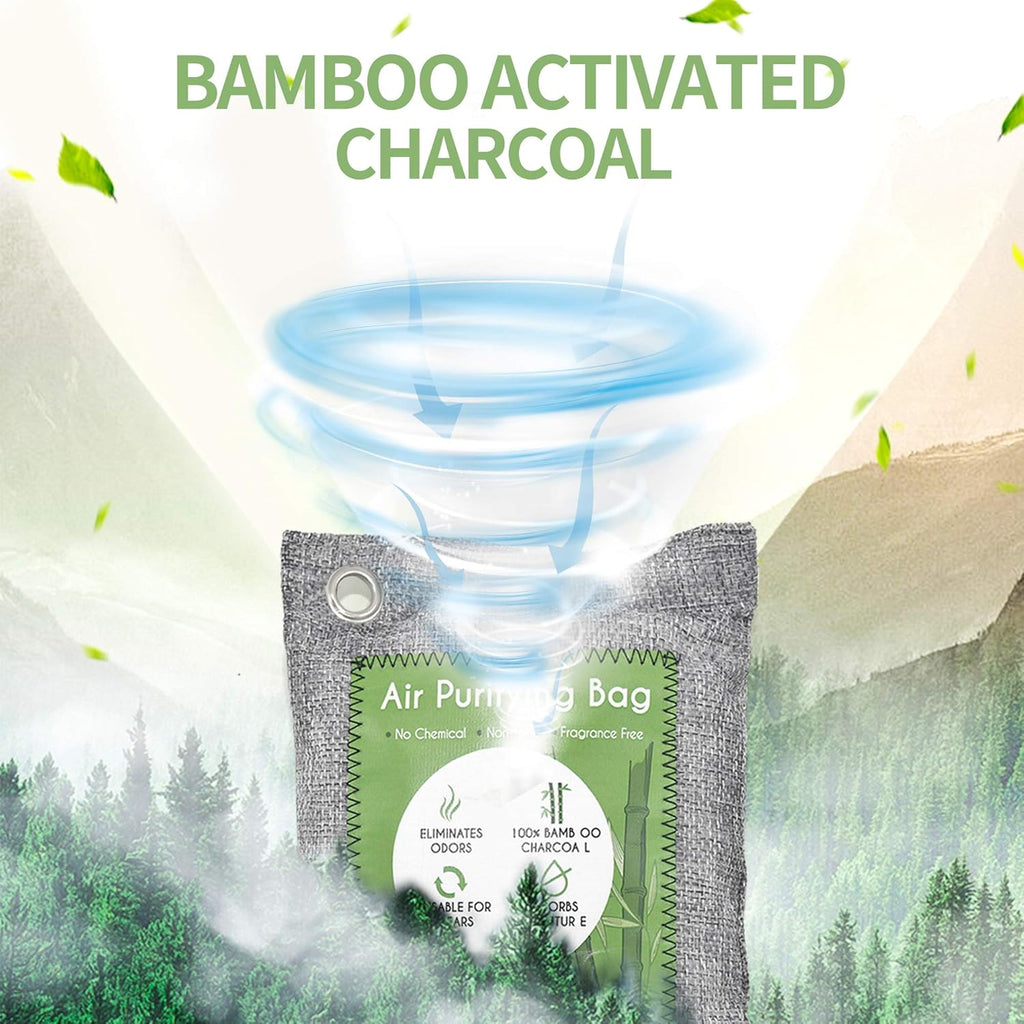 12 Pack Bamboo Charcoal Air Purifying Bag, Activated Charcoal Bags Odor Absorber, Moisture Absorber, Natural Car Air Freshener, Shoe Deodorizer, Odor Eliminators For Home, Pet, Closet (8x50g, 4x200g)