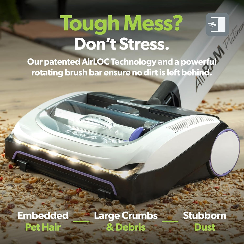 Gtech AirRAM Platinum Cordless Vacuum Cleaner - Includes Anti-Hair Wrap Brush Bar - Perfect for Carpet and Hardwood Floors - Rechargeable 22v Li-ion Battery - Lightweight (7 lbs.)