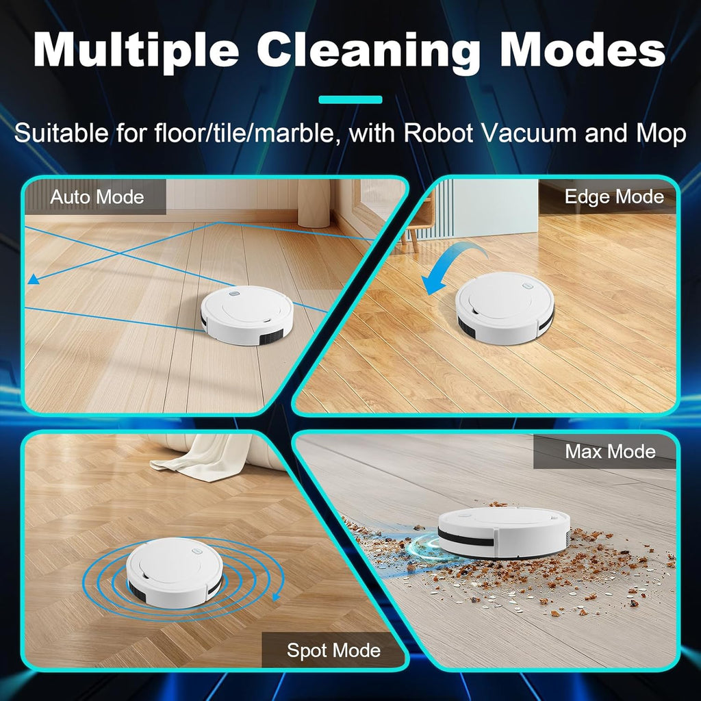 Robot Vacuum with Automatic dust Collection Base,Strong Suction,Robot Vacuum Cleaner and Mop Combo, 3-in-1 Vacuum,Robot Vacuum Cleaner,Intelligent Navigation Obstacle Avoidance,Ultra Thin Design,White