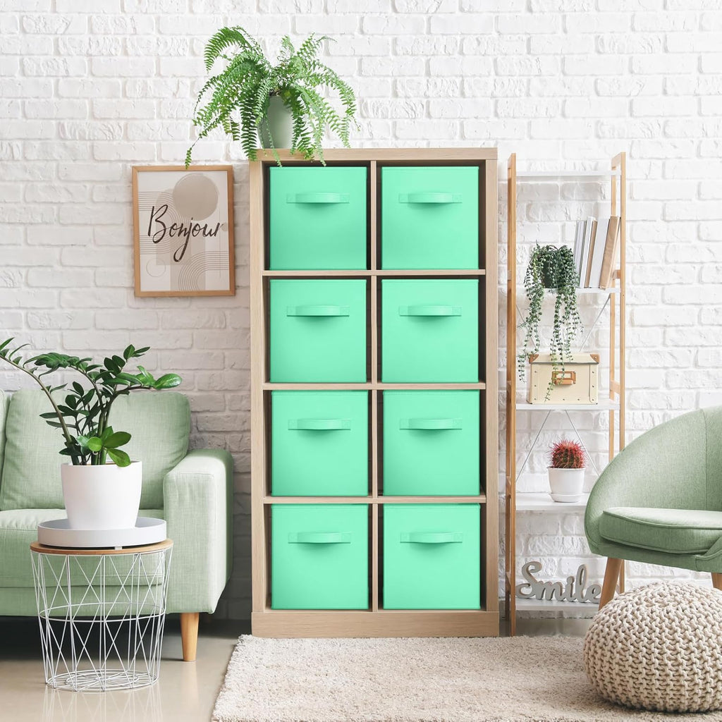 Sorbus 13 Inch Storage Bins - Sturdy Collapsible Fabric Storage Cubes with Handle - 8 Foldable Baskets for Organizing Clothes, Toys, Books - Storage Baskets for Shelves, Closets