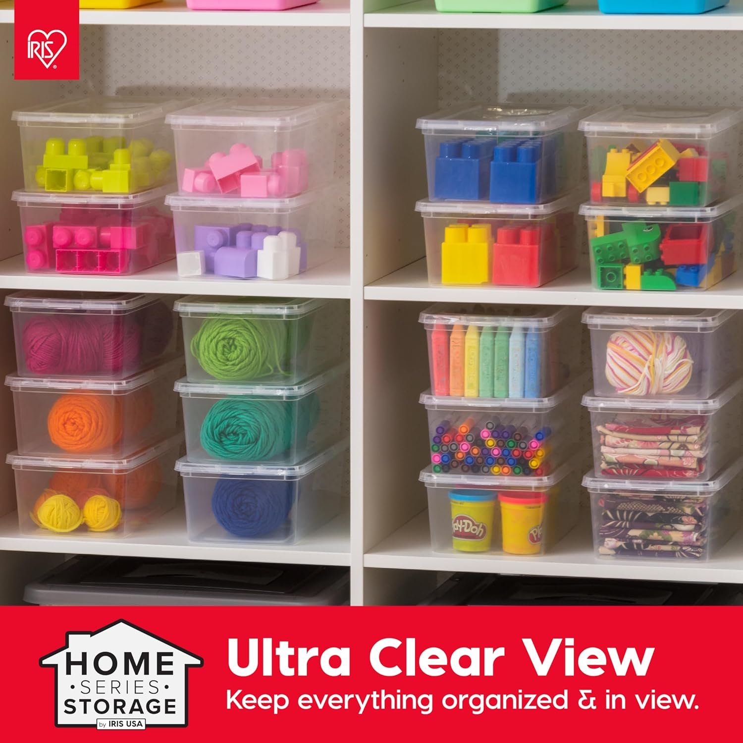 IRIS USA 6-Pack Storage Bins with Lids, 6 Quart, Shoe Boxes Clear Stackable Containers Organize Shoes Closet Shelves, Classroom Organization Teacher Tools, Game Storage - BPA-Free Plastic