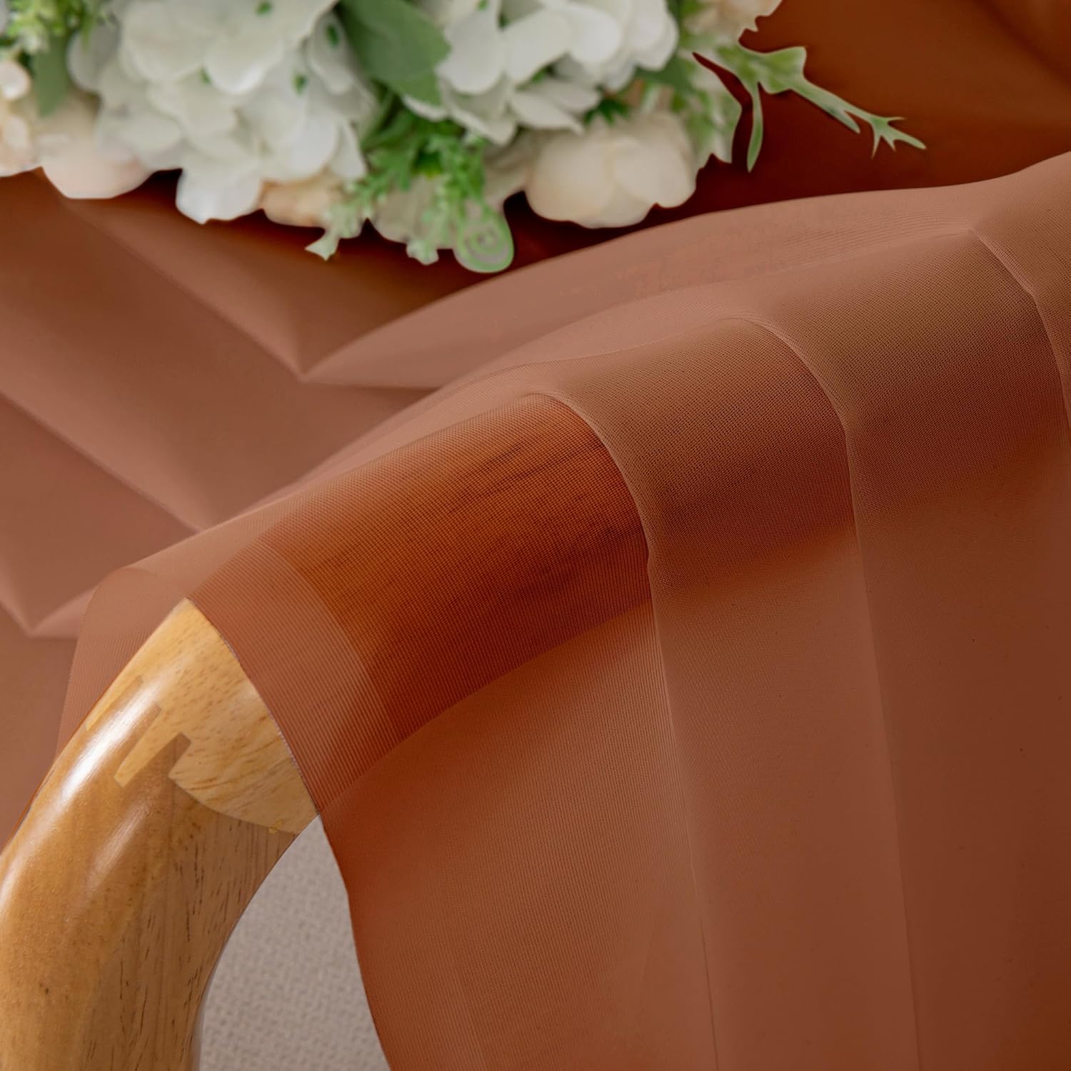 Chyhomenyc Orange Sheer Curtains 54 Inch Long 2 Panels, Short Voile Drapes for Dinning Small Windows Bathroom Living Room Bedroom, Rod Pocket, 42Wx54L Inches