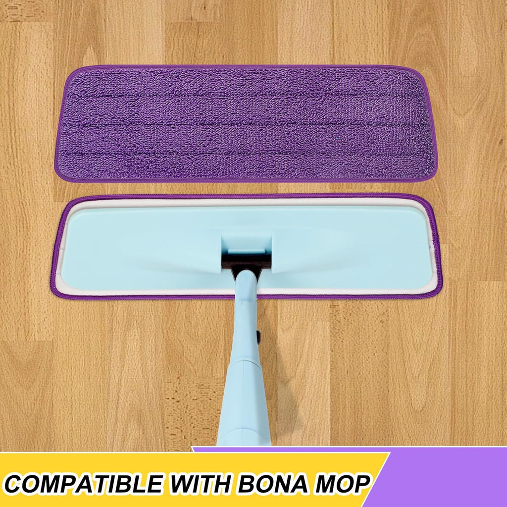 10 Pack 16.5 inch Reusable Mop Pads Microfiber Spray Mop Replacement Heads for Wet/Dry Mops Compatible with Bona Floor Care System