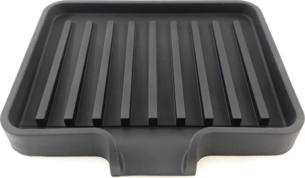 Happitasa Silicone Soap Dish Tray and Sponge Holder with Drain Chute, Pack of 2 | Bathroom and Kitchen Sink Organizer Caddy (Black, 5.2"x4", 7.2 Ounces)