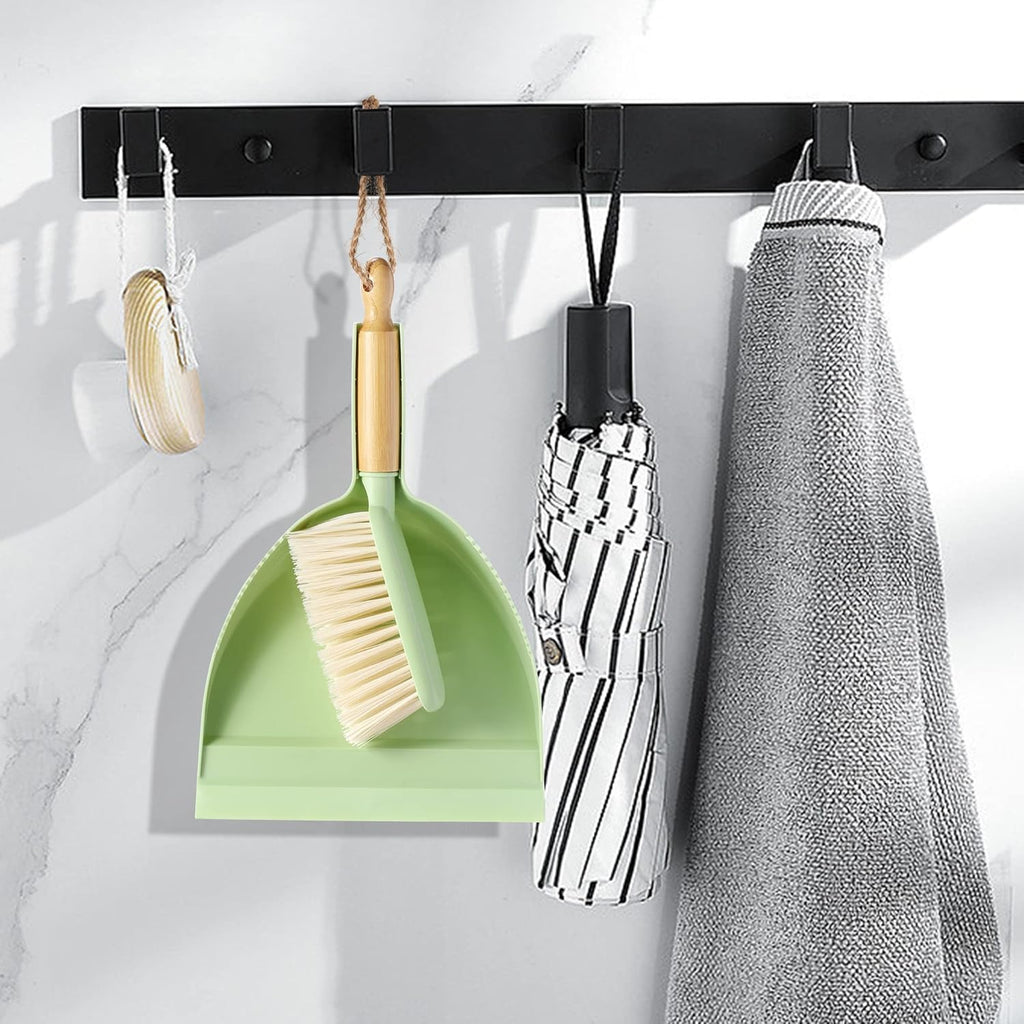 Dust Pan and Brush Set - Small Dustpan and Brush Set, Handheld Broom and Dustpan Set, Brush and Dust Pan Set for Car, Pet Care, Office, 14 x 8.7 inch, Green