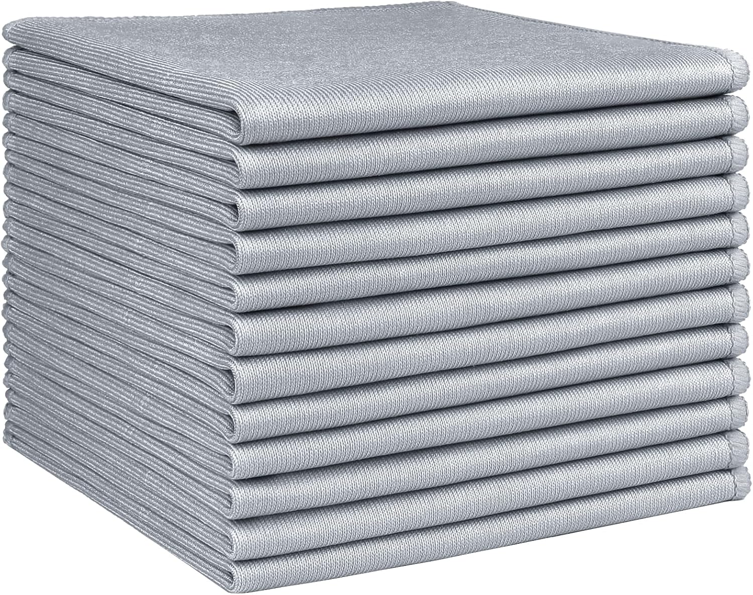 HOMEXCEL Microfiber Glass Cleaning Cloth 12 PK, Lint Free Streak Free, Reusable Cleaning Cloth for Cleaning Windows, Glasses, Mirrors, Screens, Stainless Steel, and More Grey-12”×12”